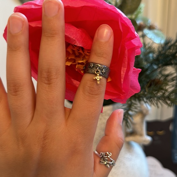 .925 Knights Ring with 10kt Gold Floral Cross, IS Size 6 - Picture 4 of 10